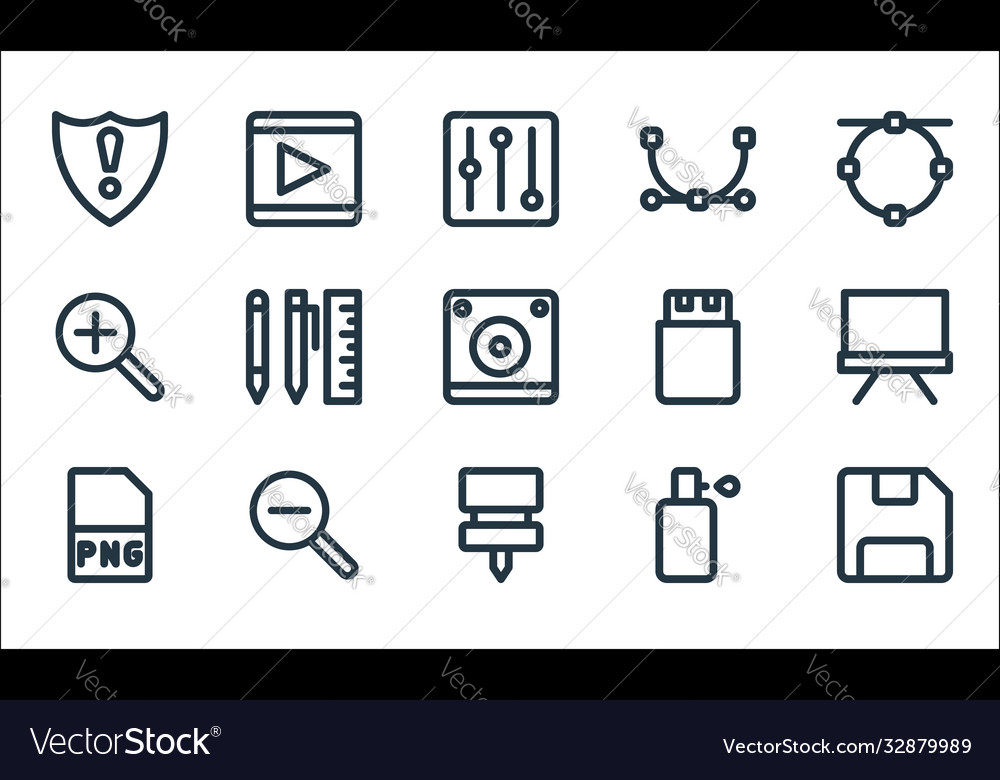 Graphic design line icons linear set quality