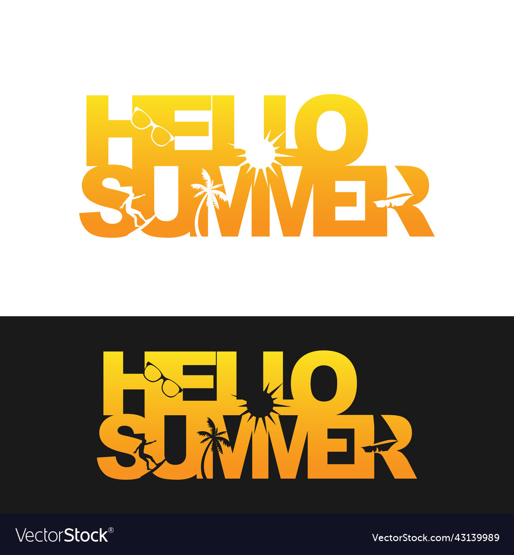 Hello summer type font design with negative space Vector Image Hello summer type font design with negative space