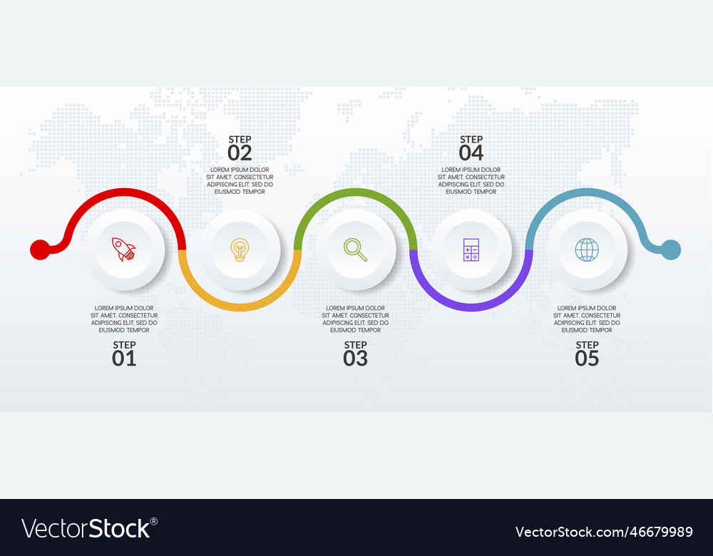 Infographics design template and icons with 5 Vector Image Infographics design template and icons with 5