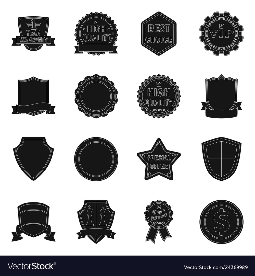 Isolated object of emblem and badge sign set vector image Isolated object of emblem and badge sign set