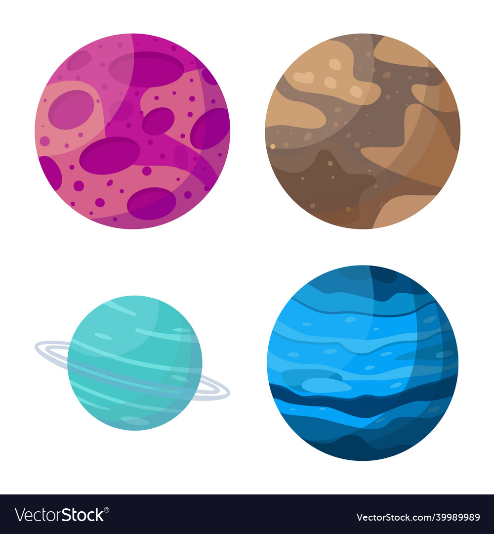 Isolated object of planet and system logo set vector image Isolated object of planet and system logo set