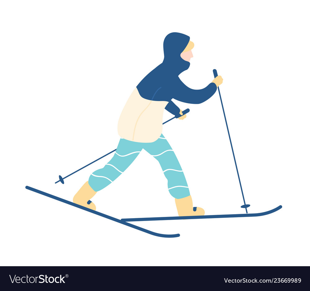 Man in snowsuit taking part in race cross-country Vector Image