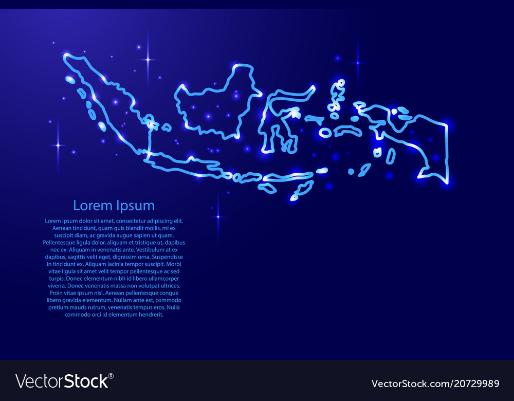 Map indonesia from the contours network blue