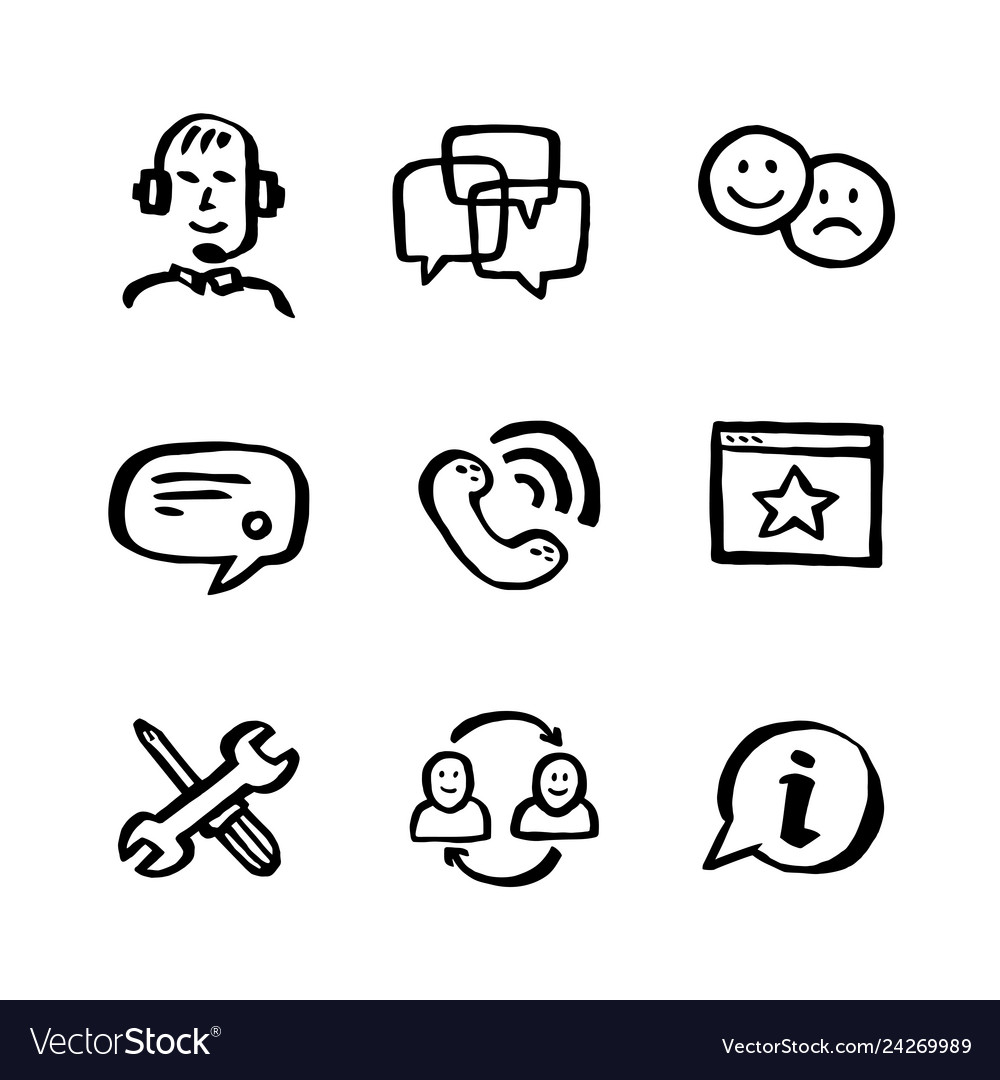 Naive style icon set call center concept