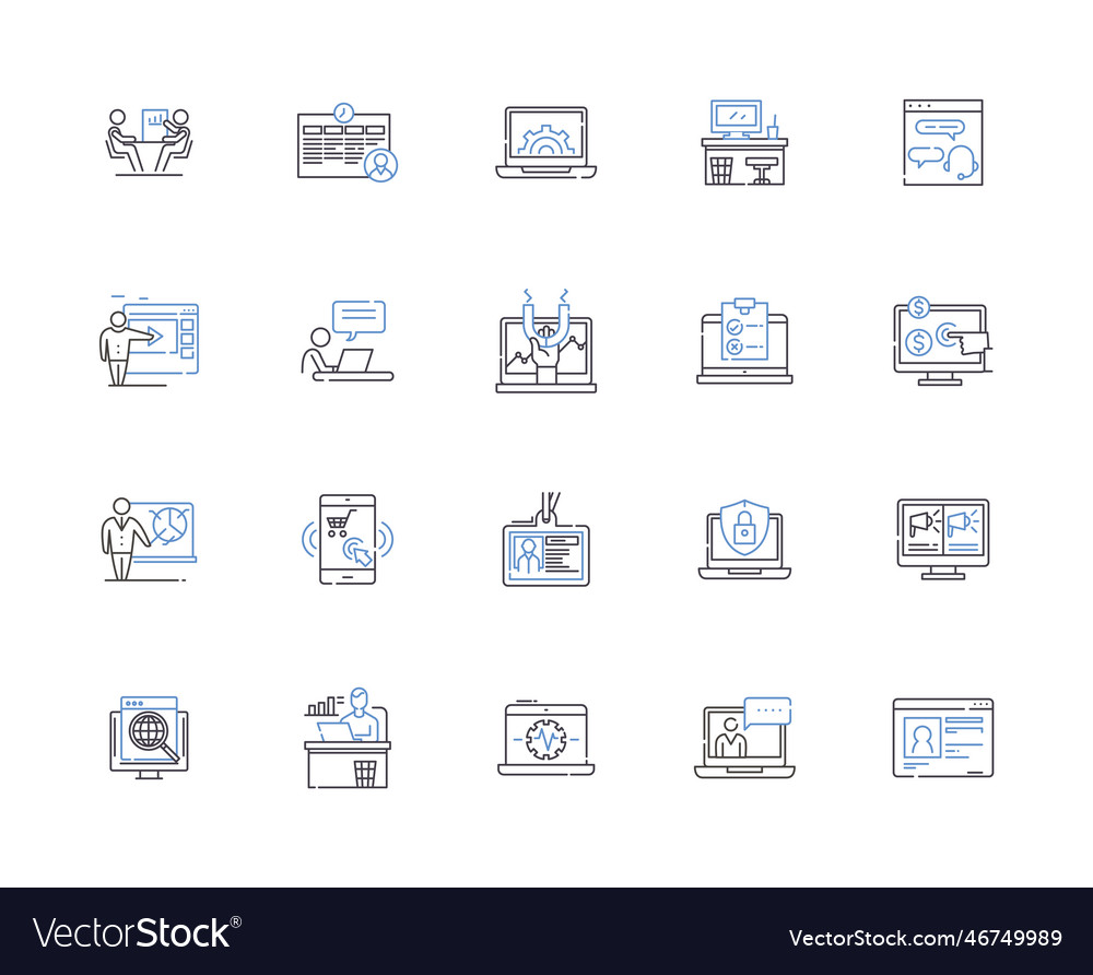 Online business outline icons collection