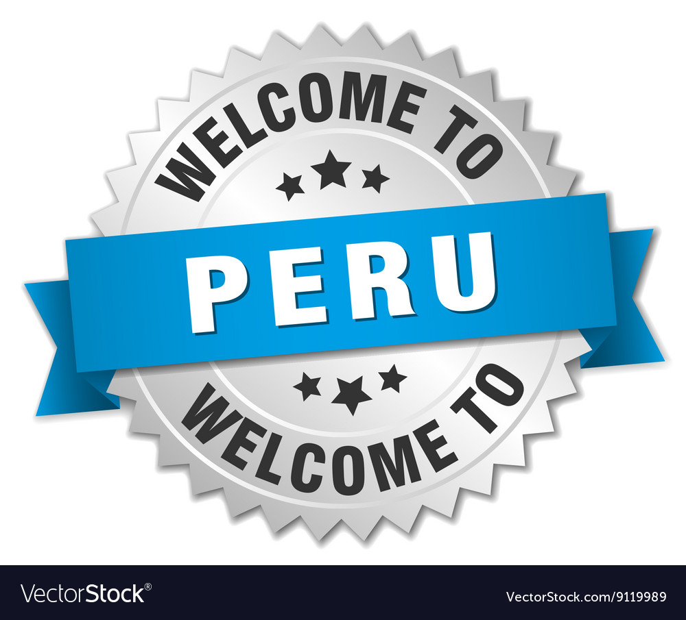 Peru 3d silver badge with blue ribbon