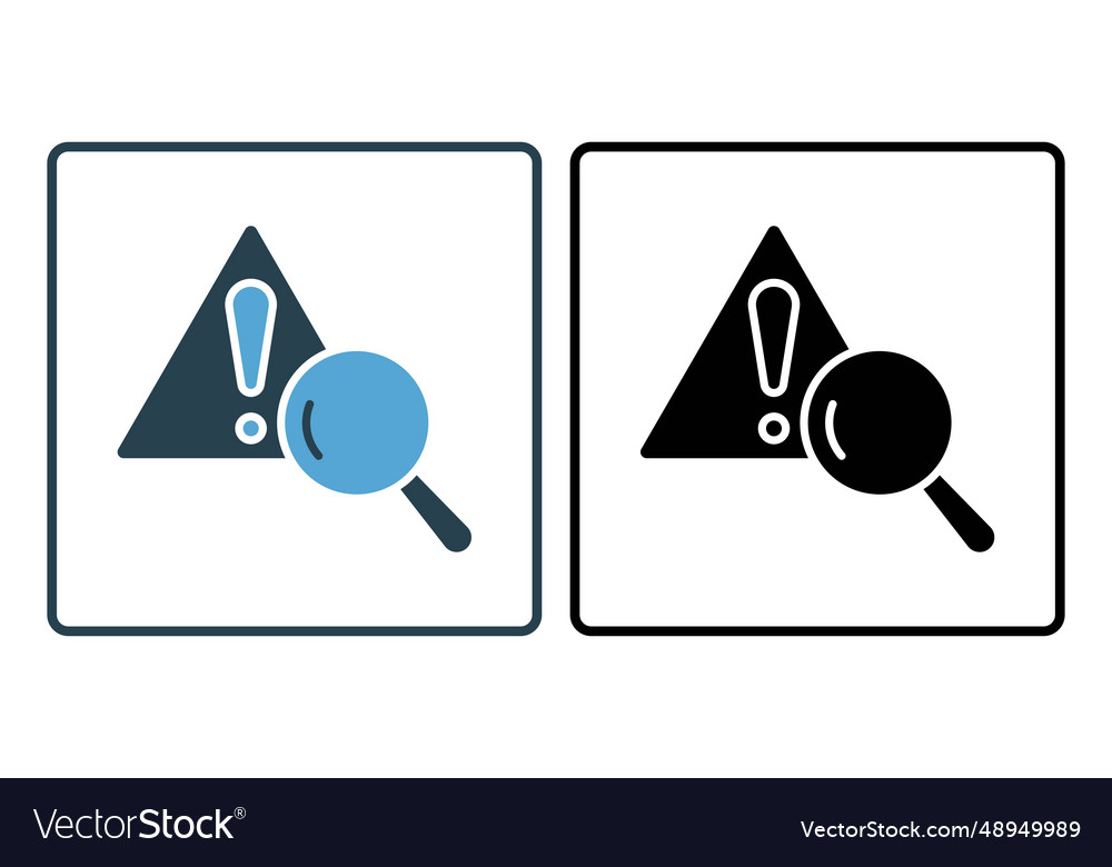 Problem identification icon magnifying glass vector image Problem identification icon magnifying glass