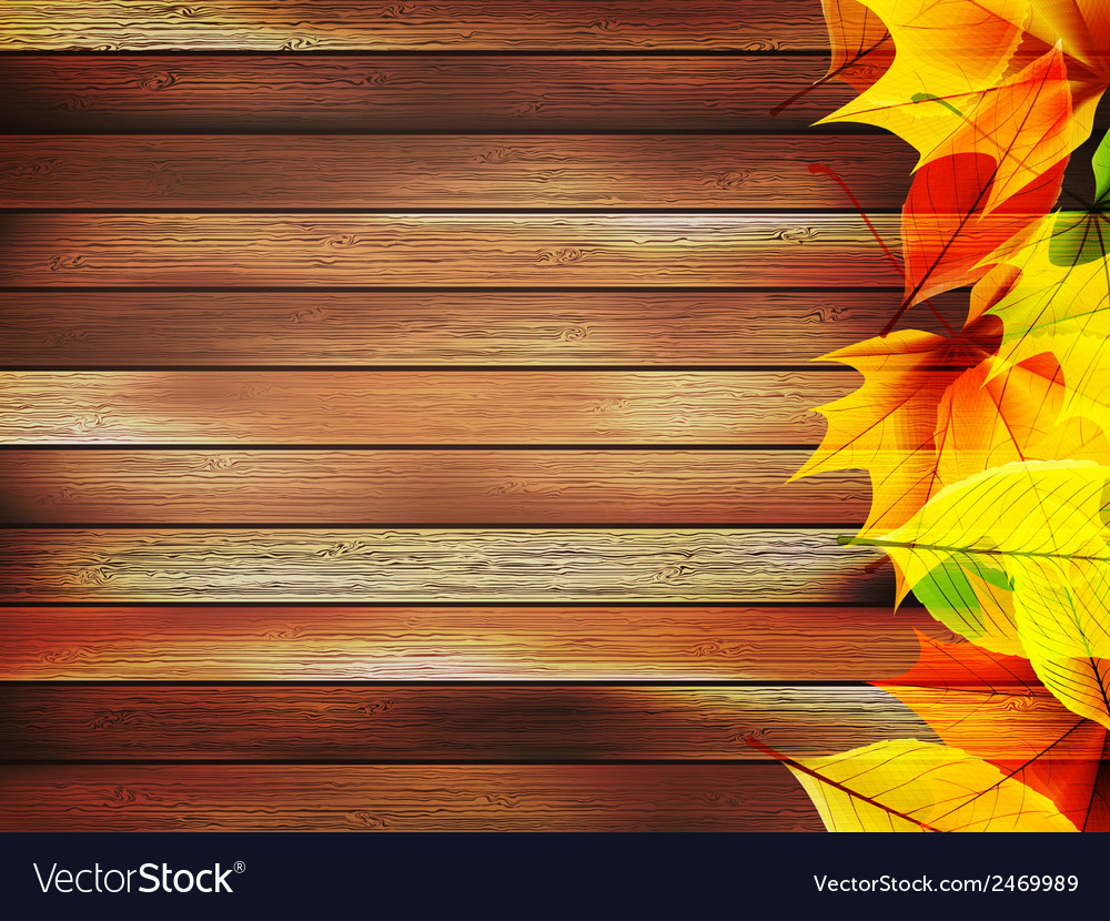 Rustic Autumn Leaves on Wood