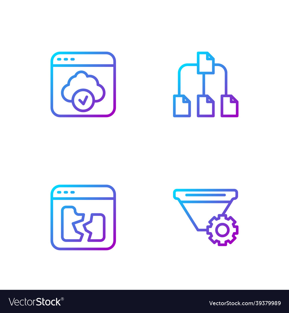 Set line filter setting broken file cloud vector image Set line filter setting broken file cloud