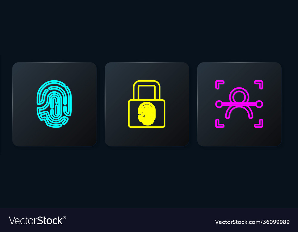 Set line fingerprint face recognition vector image Set line fingerprint face recognition