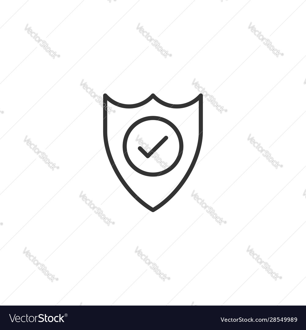 Shield with check mark icon in flat style protect vector image Shield with check mark icon in flat style protect