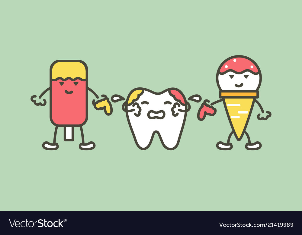 Teeth are smudged from ice cream decay tooth