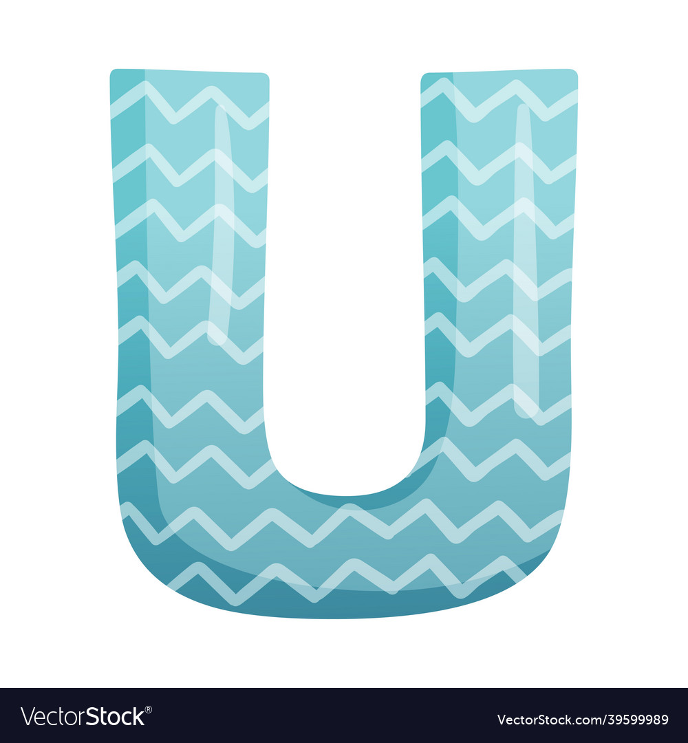 U blue glossy letter cute childish alphabet