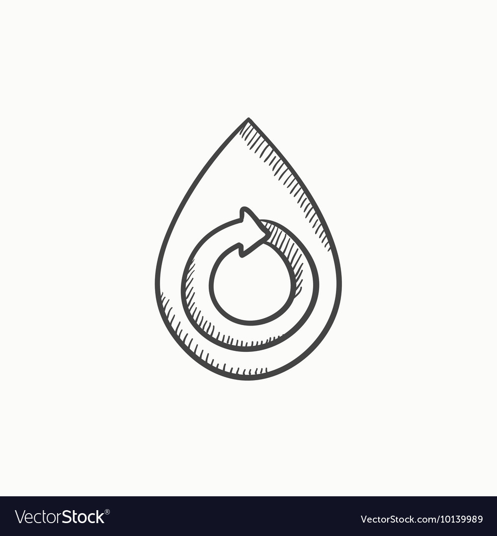 Water drop with circular arrow sketch icon