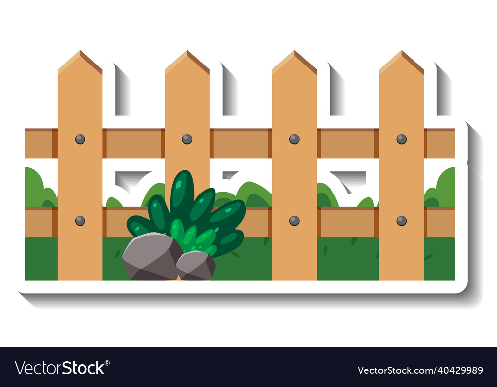 Wooden fence cartoon sticker