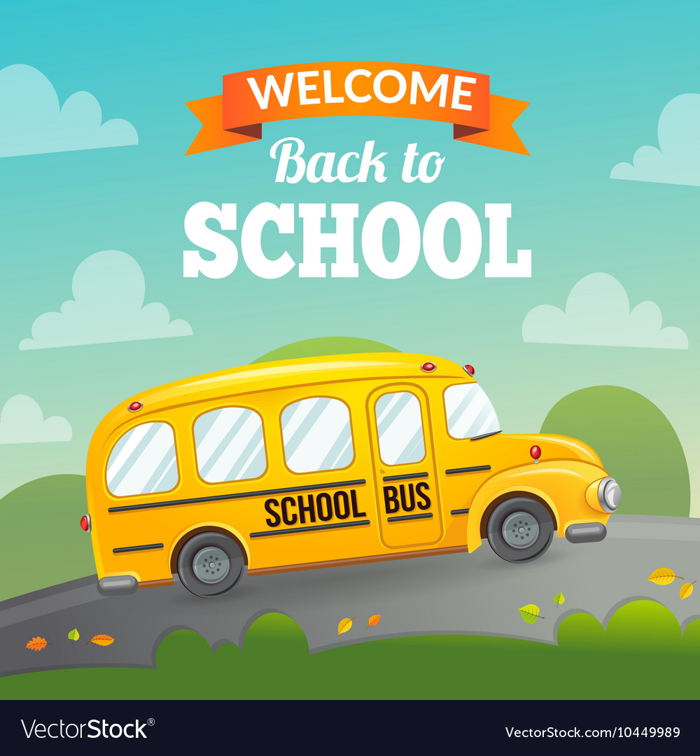 Yellow school bus and text Royalty Free Vector Image