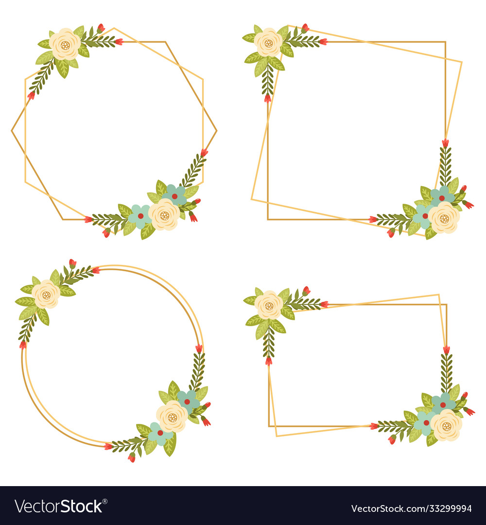 010-vintage wedding geometric floral frames Vector Image