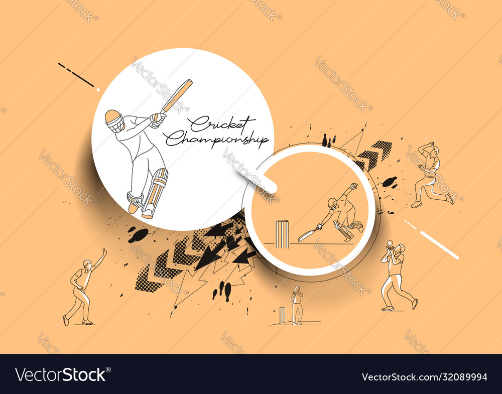 Abstract colorful pattern with batsman and bowler