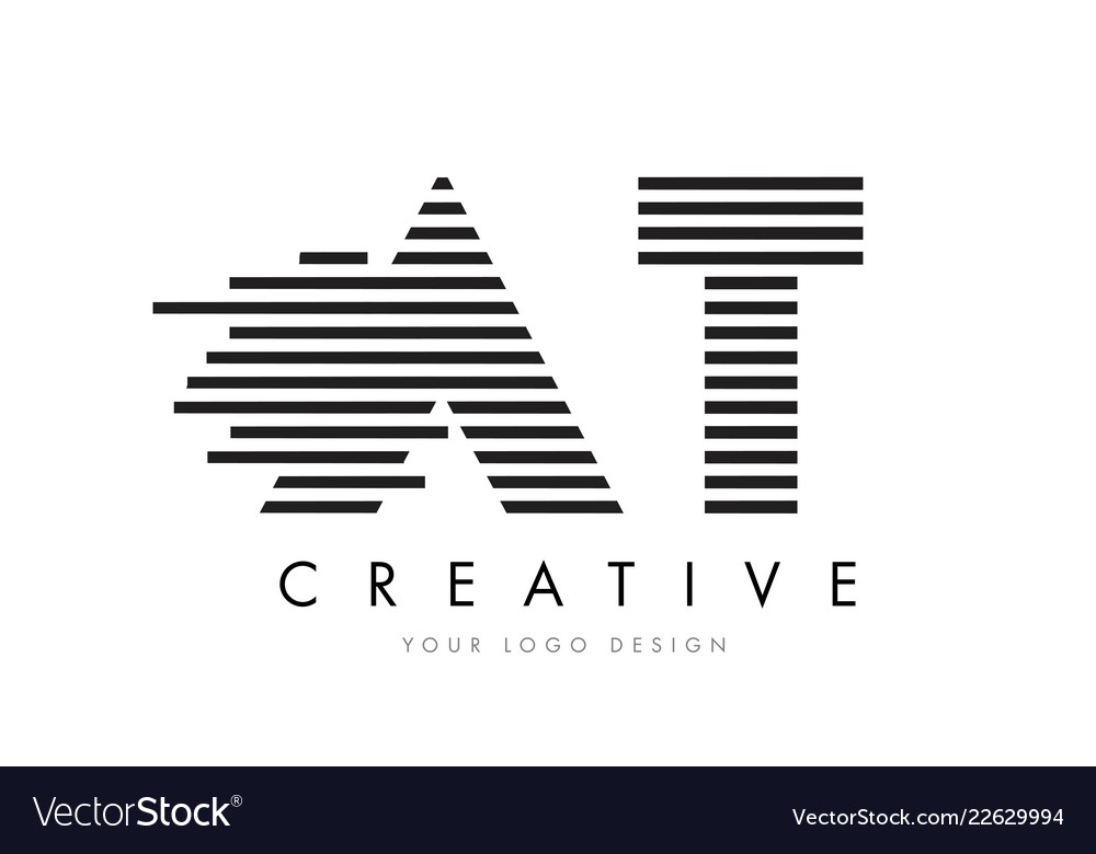 At a t zebra letter logo design with black