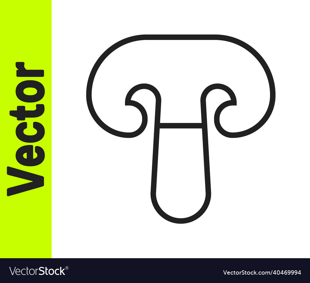 Black line mushroom icon isolated on white