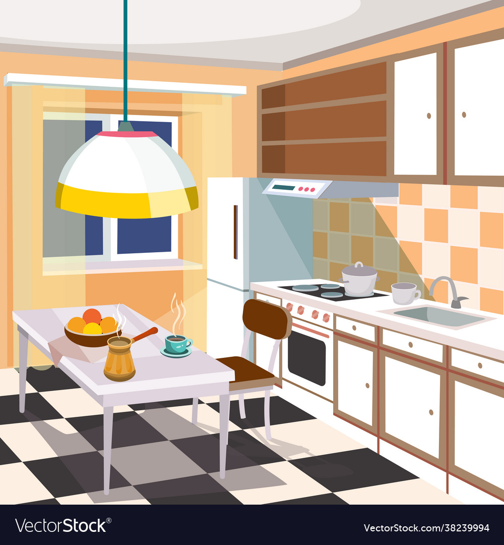 Cartoon a kitchen interior