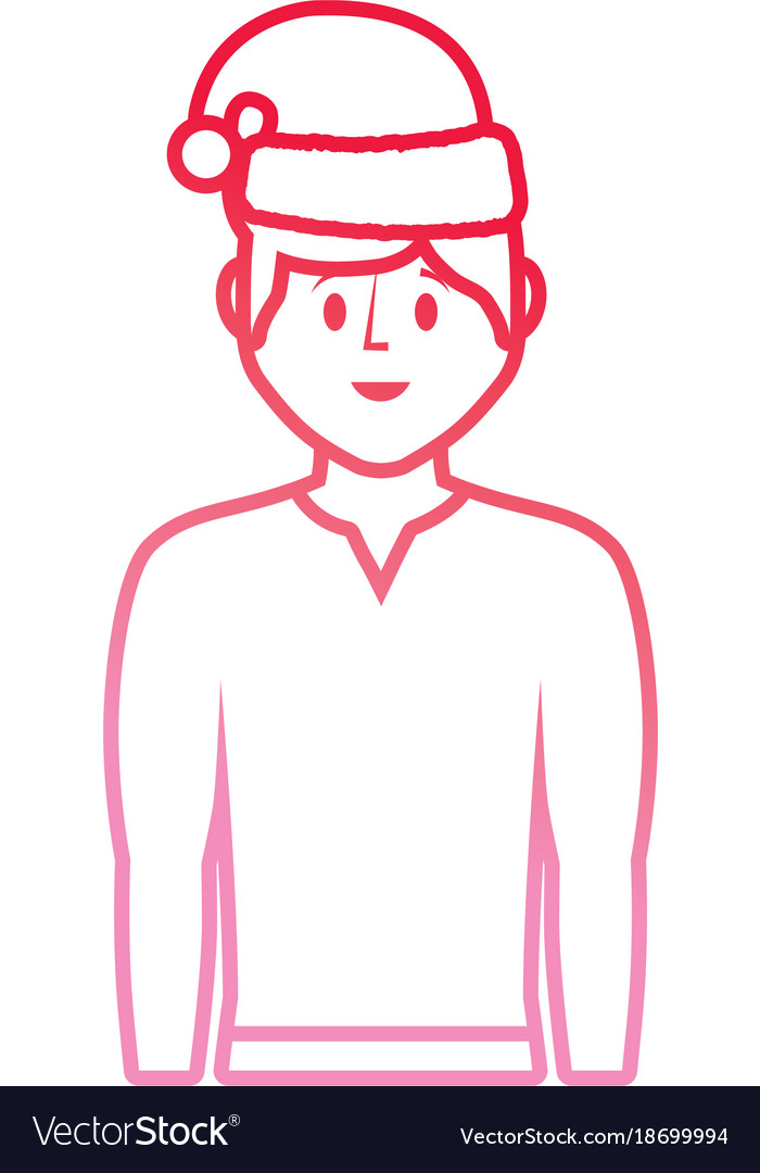 Cartoon man with christmas hat icon