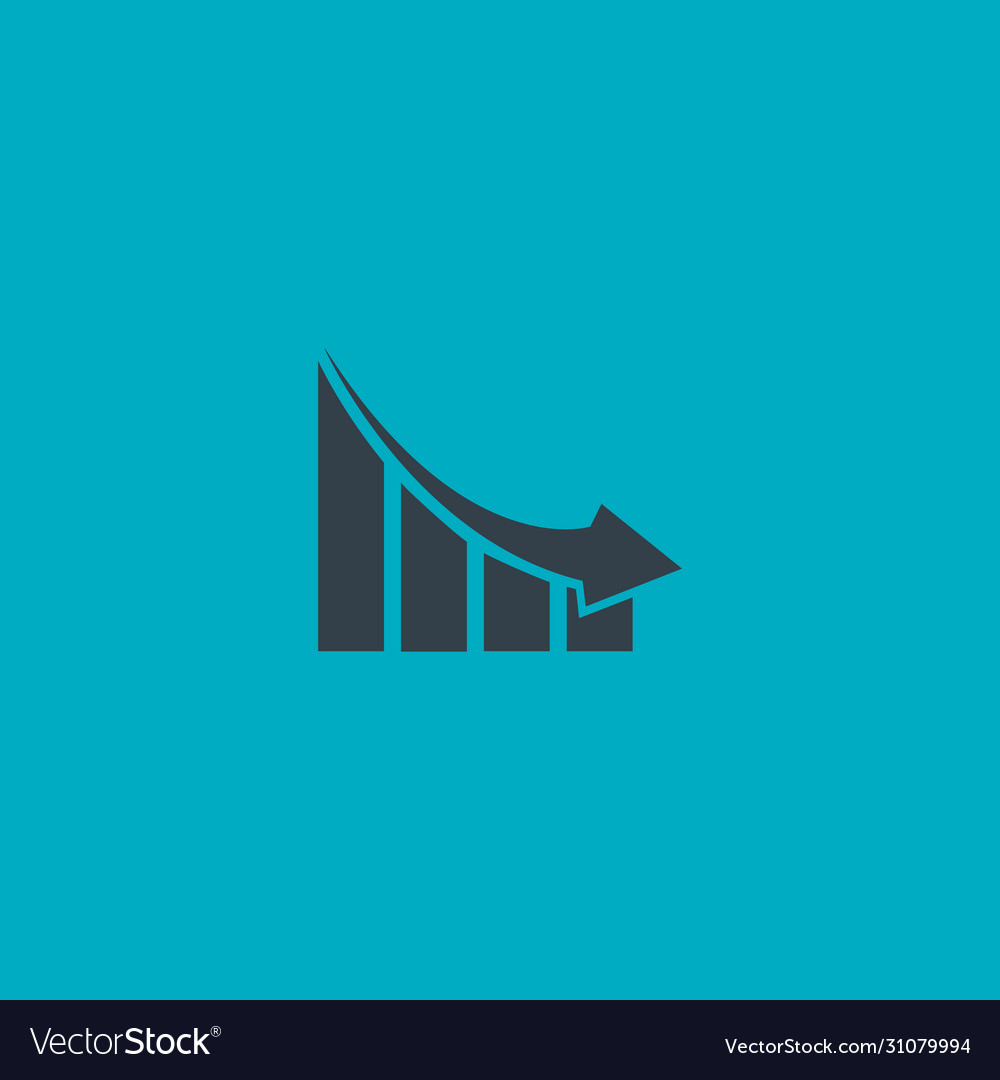 Falling graph down simple symbol in flat style vector image Falling graph down simple symbol in flat style