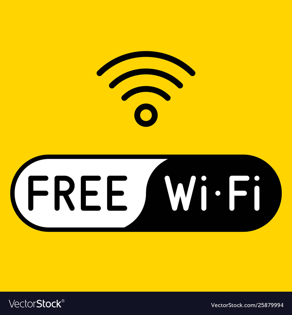 Free wifi logo icon on yellow background Vector Image