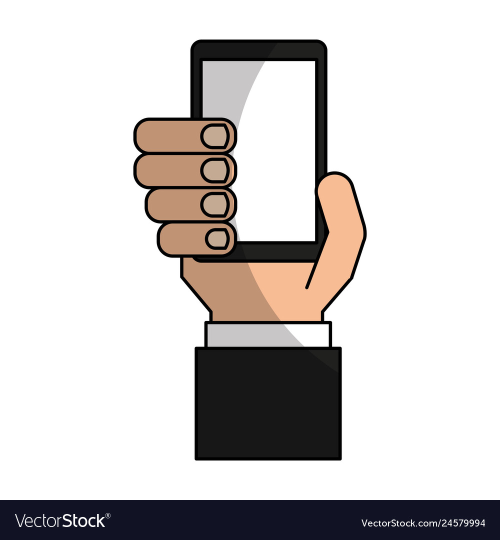 Hand human with smartphone icon