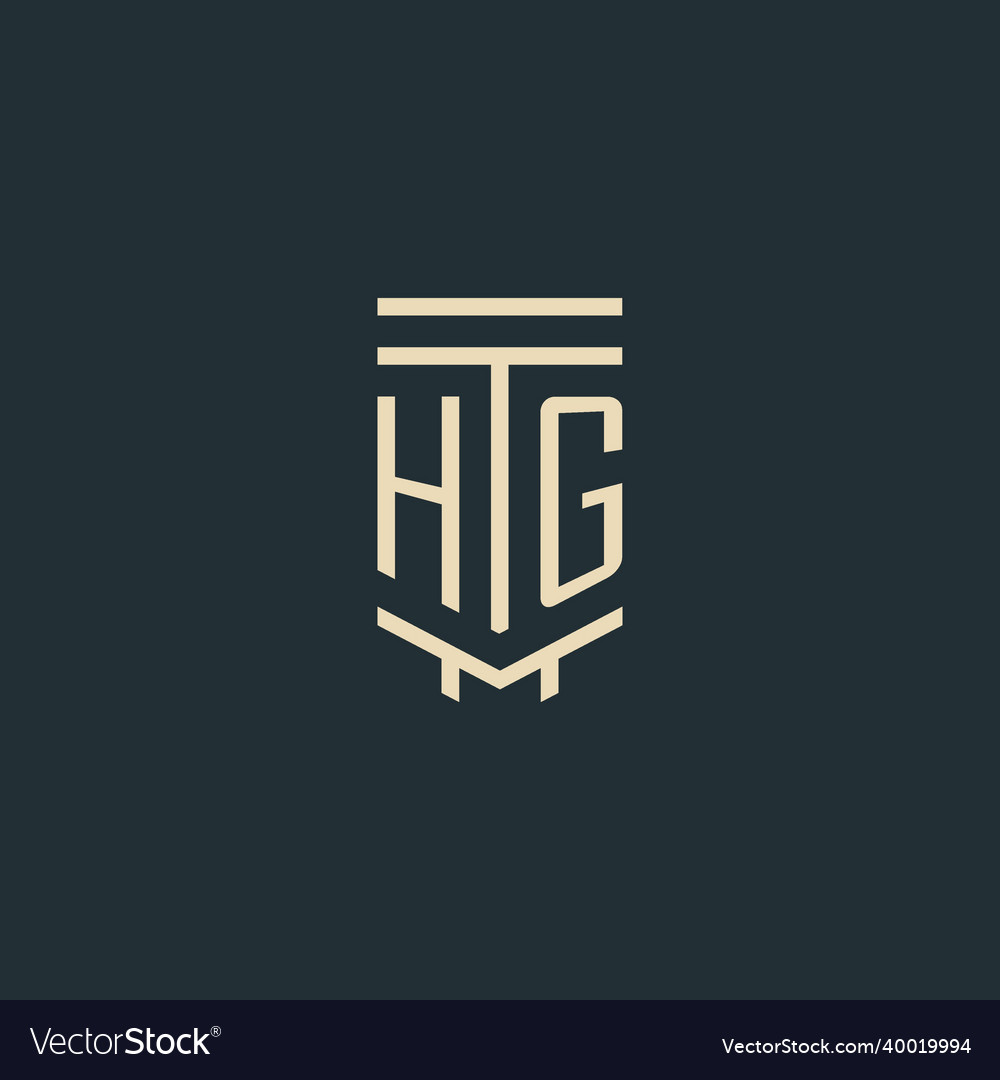 Hg initial monogram with simple line art pillar Vector Image Hg initial monogram with simple line art pillar