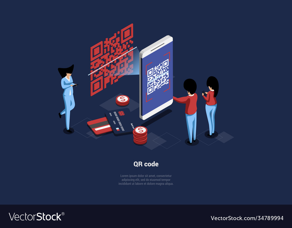 Isometric of qr code vector image Isometric of qr code