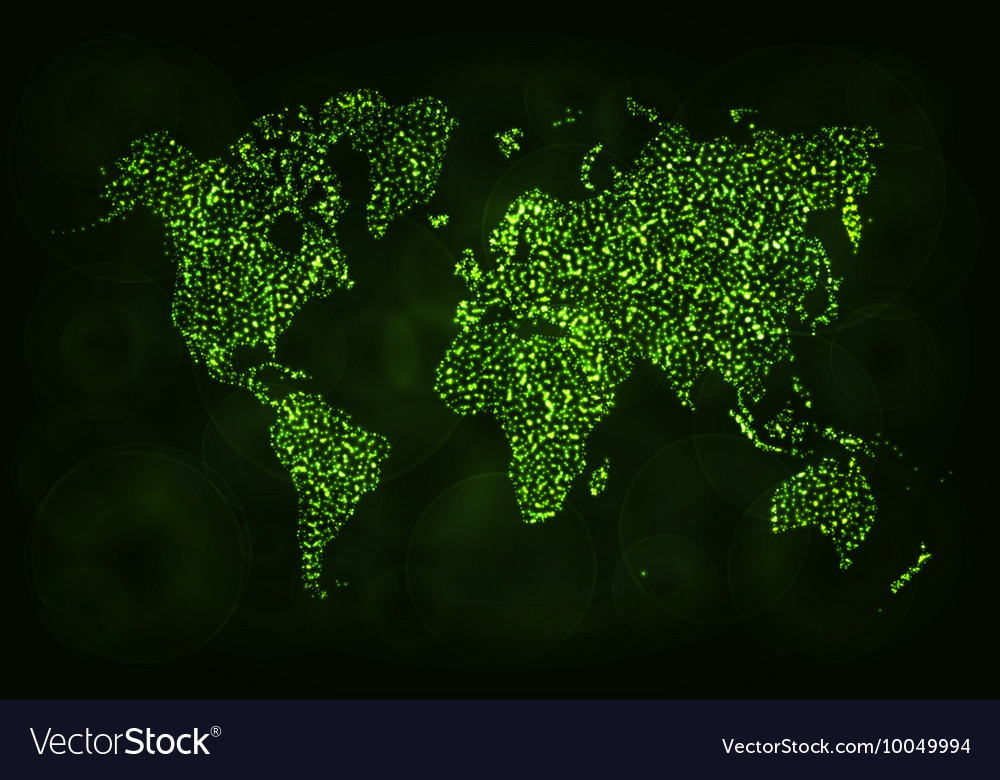 Map silhouette of lights on dark background