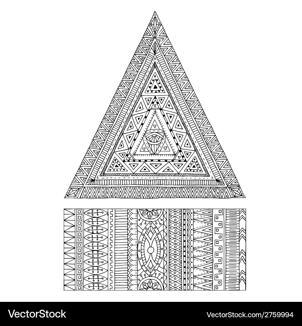 Original Drawing Tribal Triangle And Banner Vector Image