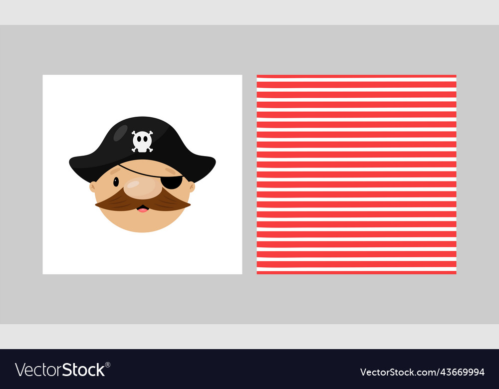 Print with pirate and seamless pattern