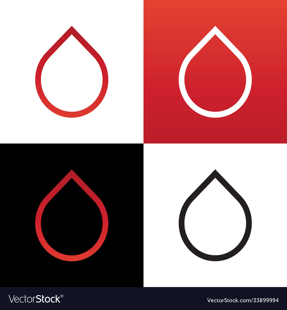 Red blood drop outline icon simple line art style