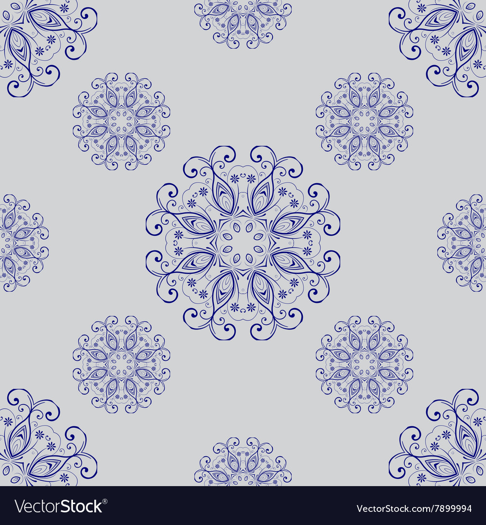 Seamless pattern with a round oriental elements