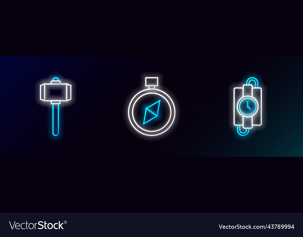 Set line dynamite stick and timer clock battle vector image Set line dynamite stick and timer clock battle