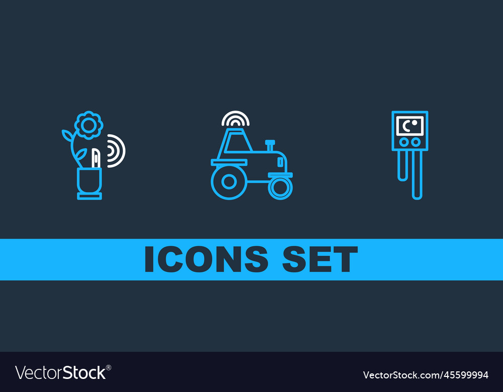 Set line temperature and humidity sensor smart vector image Set line temperature and humidity sensor smart