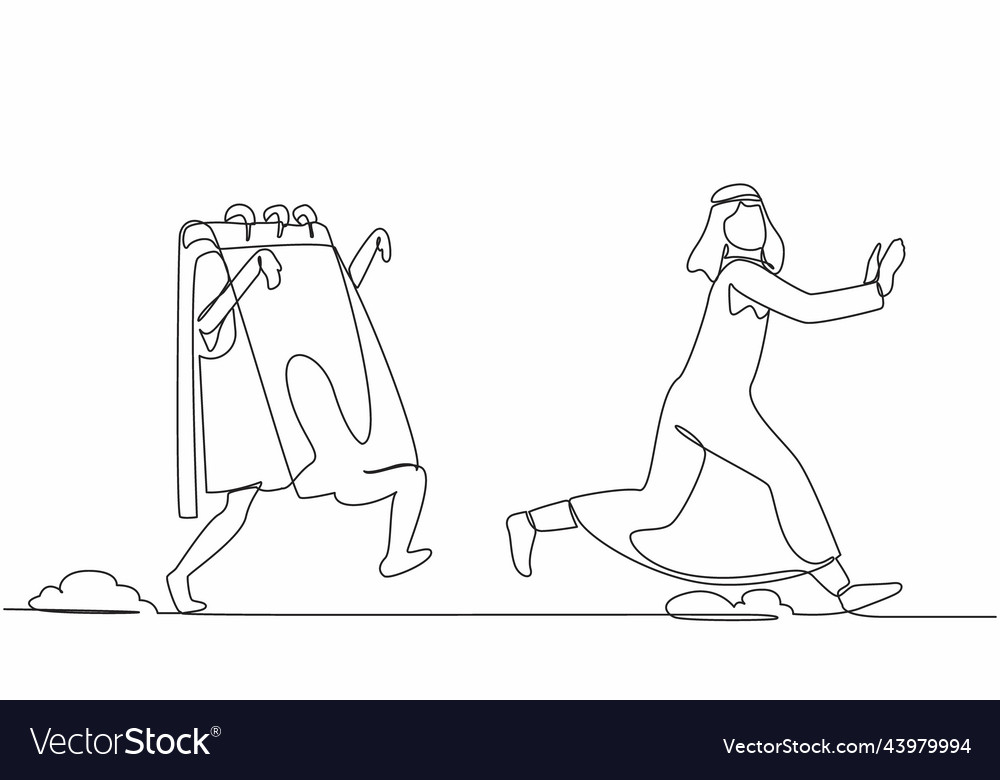 Single one line drawing unhappy arabian
