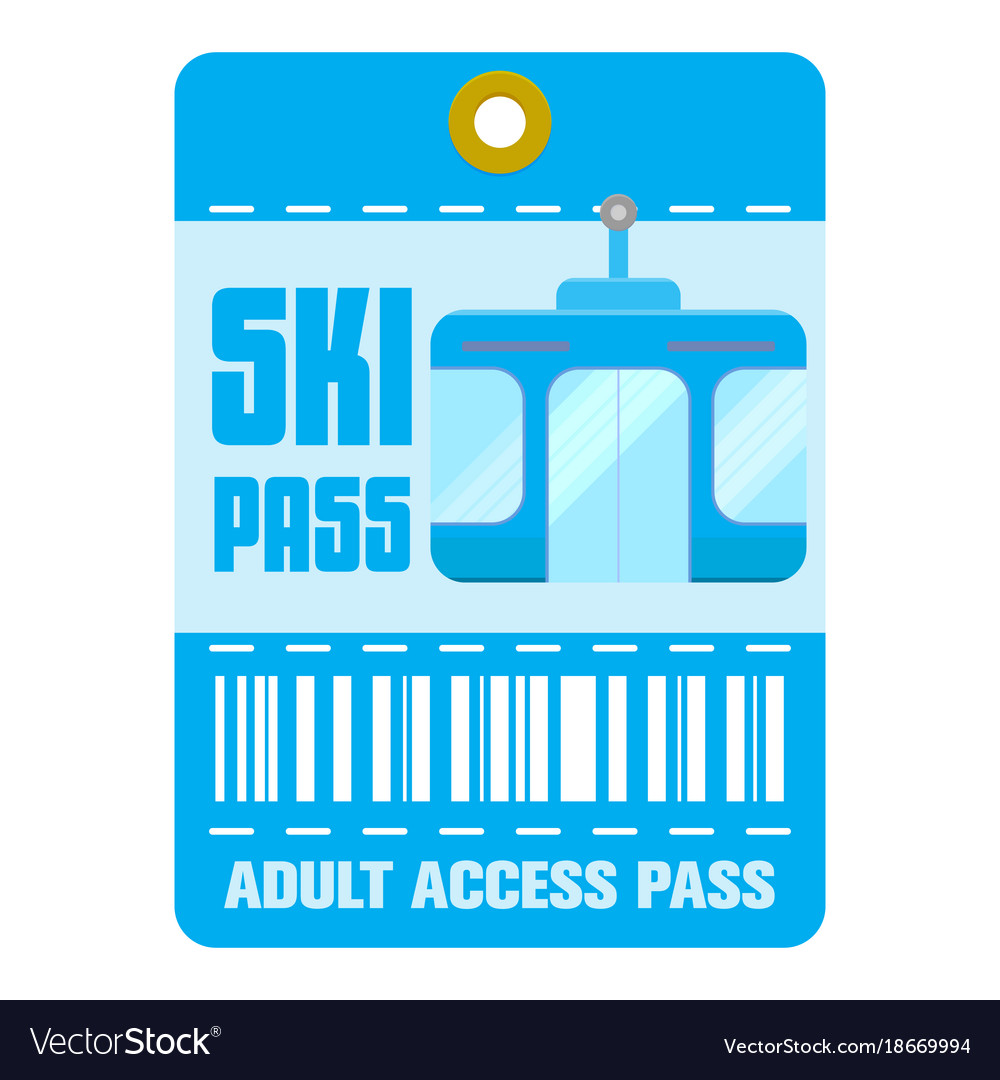 Ski pass template flat style Royalty Free Vector Image