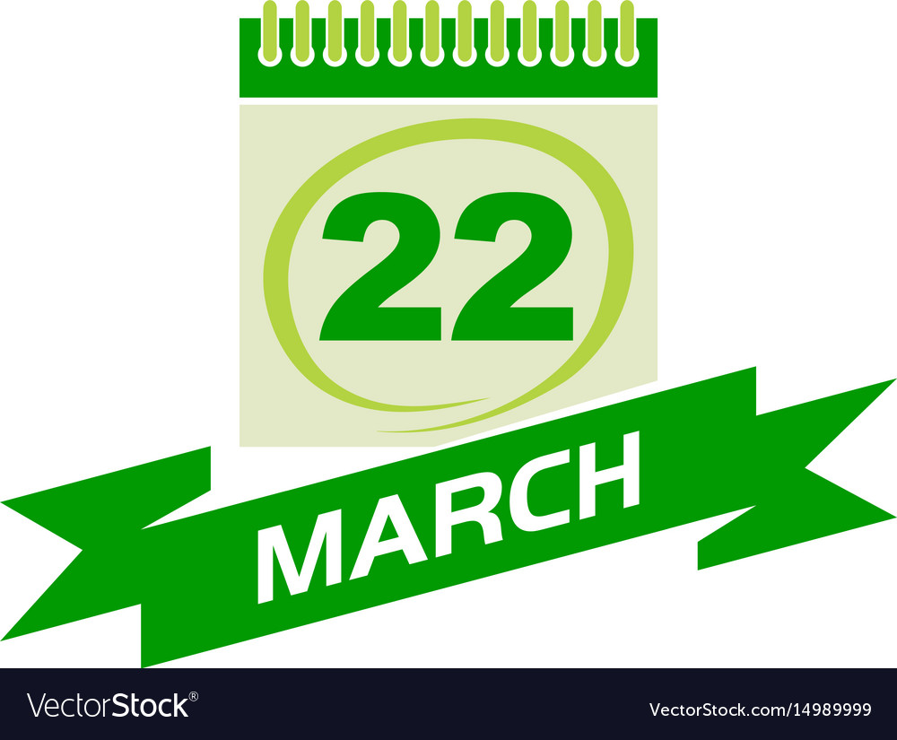 22 march calendar with ribbon Royalty Free Vector Image