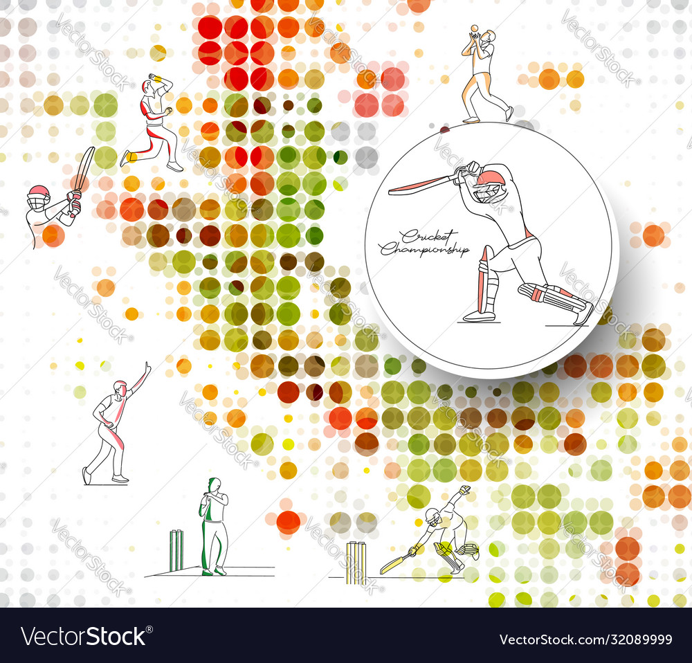 Abstract colorful pattern with batsman and bowler