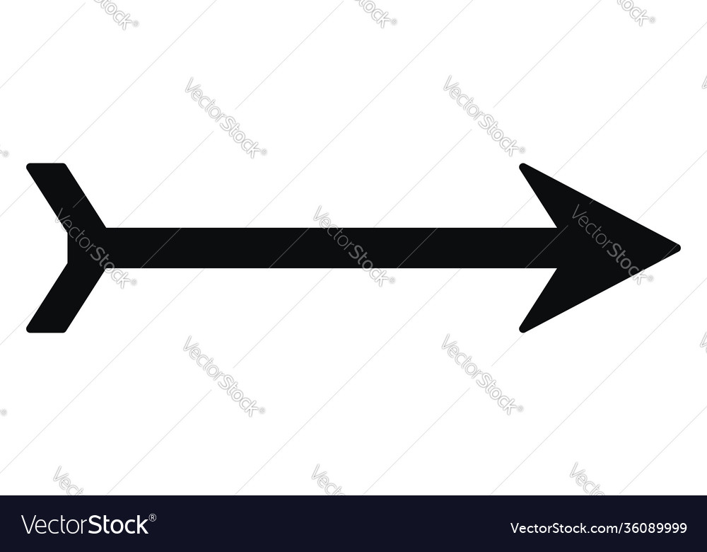 Black arrow with a pointy tail on white