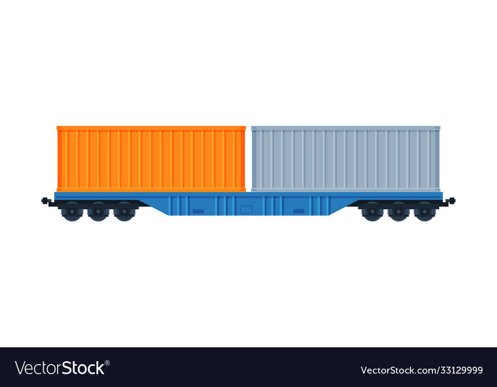 Cargo train wagons side view railroad Royalty Free Vector