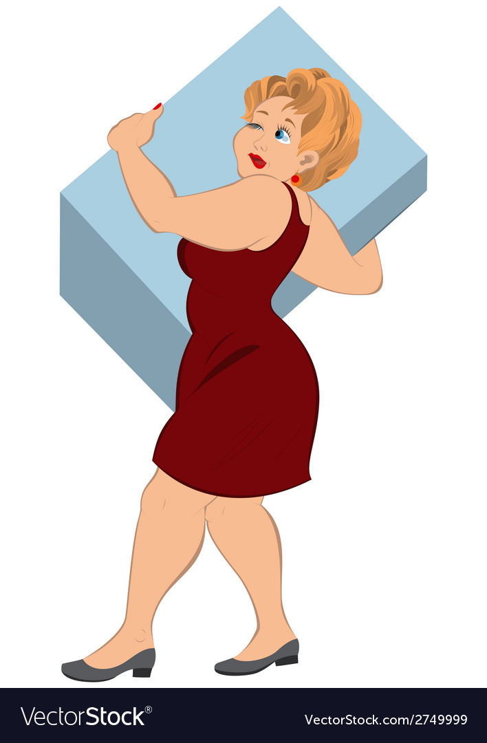 Cartoon woman holding big box Royalty Free Vector Image Cartoon woman holding big box Royalty Free Vector Image