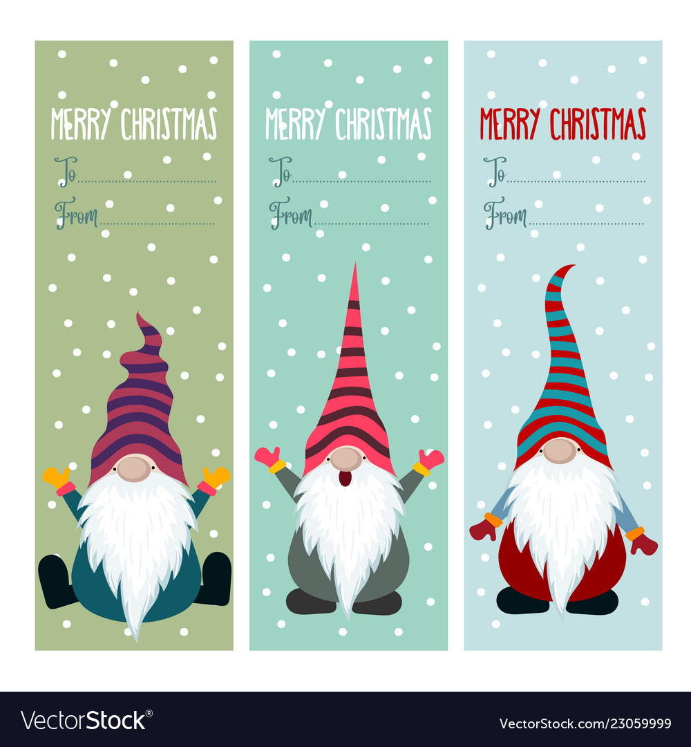 Christmas labels collection with gnomes