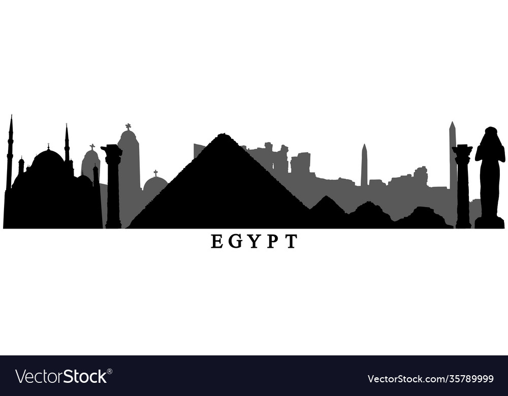 Country egypt silhouettes buildings vector image Country egypt silhouettes buildings