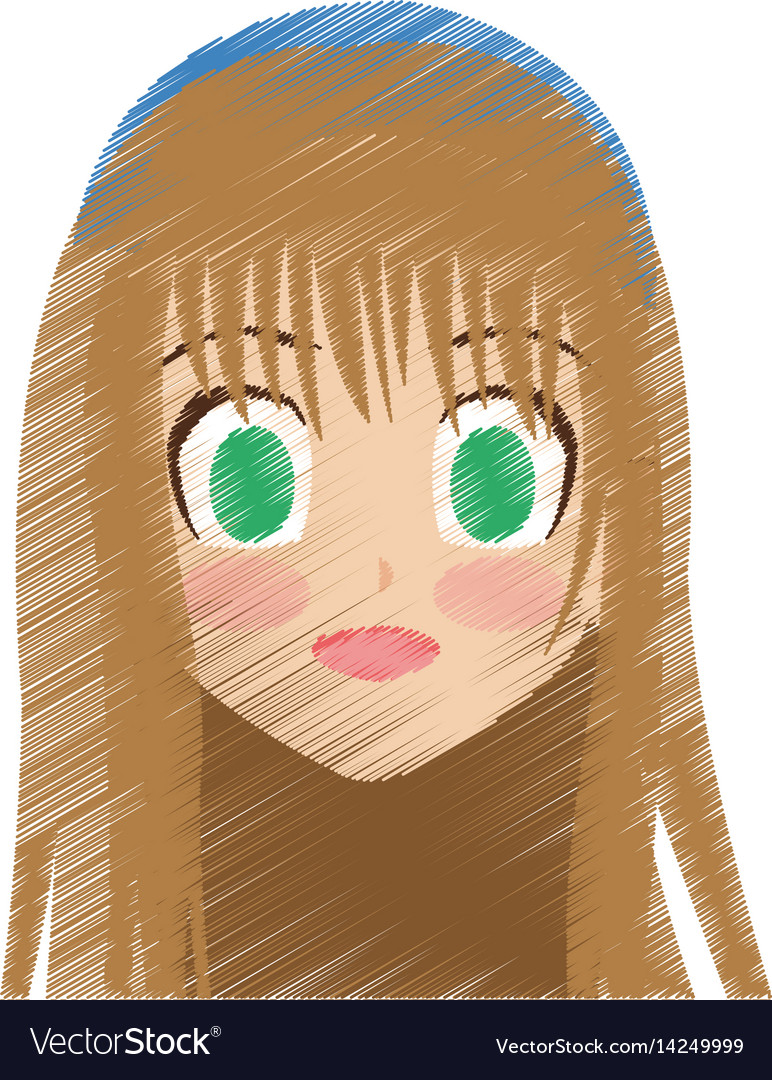 Cute Anime Or Manga Girl Icon Image Royalty Free Vector