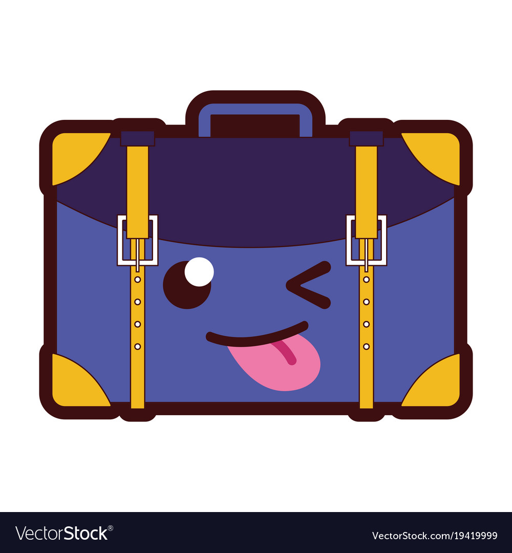 Line Color Funny Travel Backpack Kawaii Cartoon Vector Image