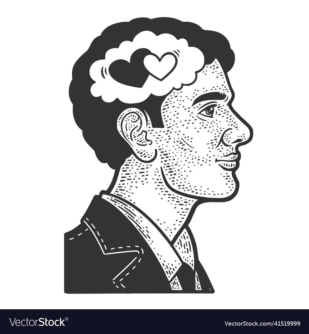 Man thinking about love sketch